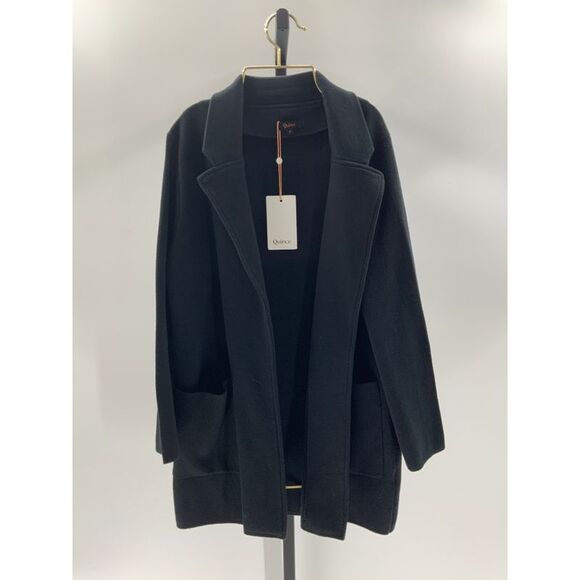 Quince Jackets & Blazers - Quince Womens 100% Organic Cotton Knit Blazer Black Sleeved Top S